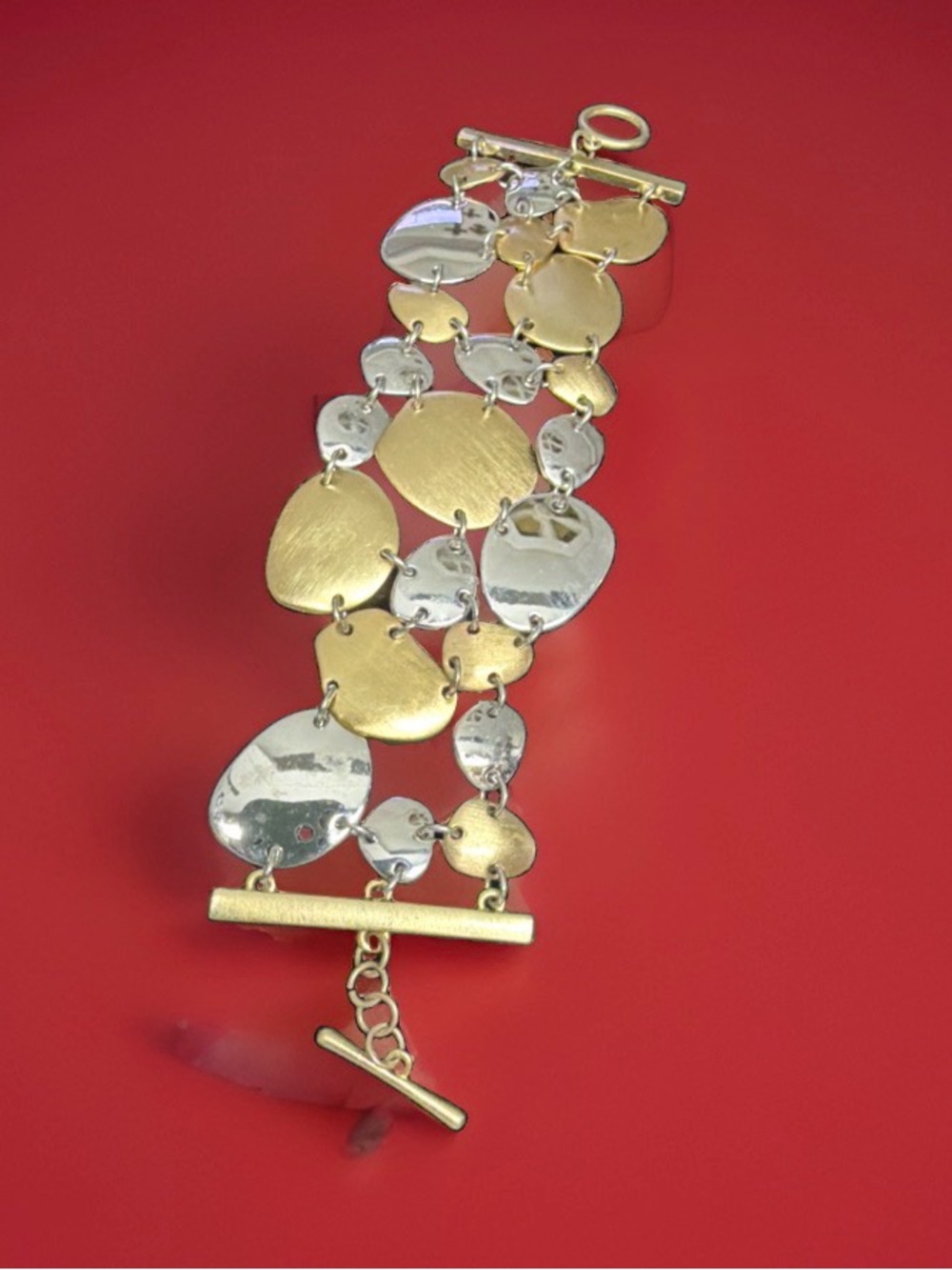 Lia Sophia Two-Tone Gold & Silver Disc Link Bracelet - Women Jewelry